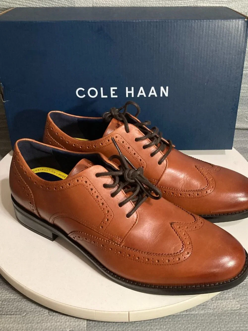 Cole Haan Grand Plus Dress Wing Oxford Shoes Mens 9 British Tan C37330